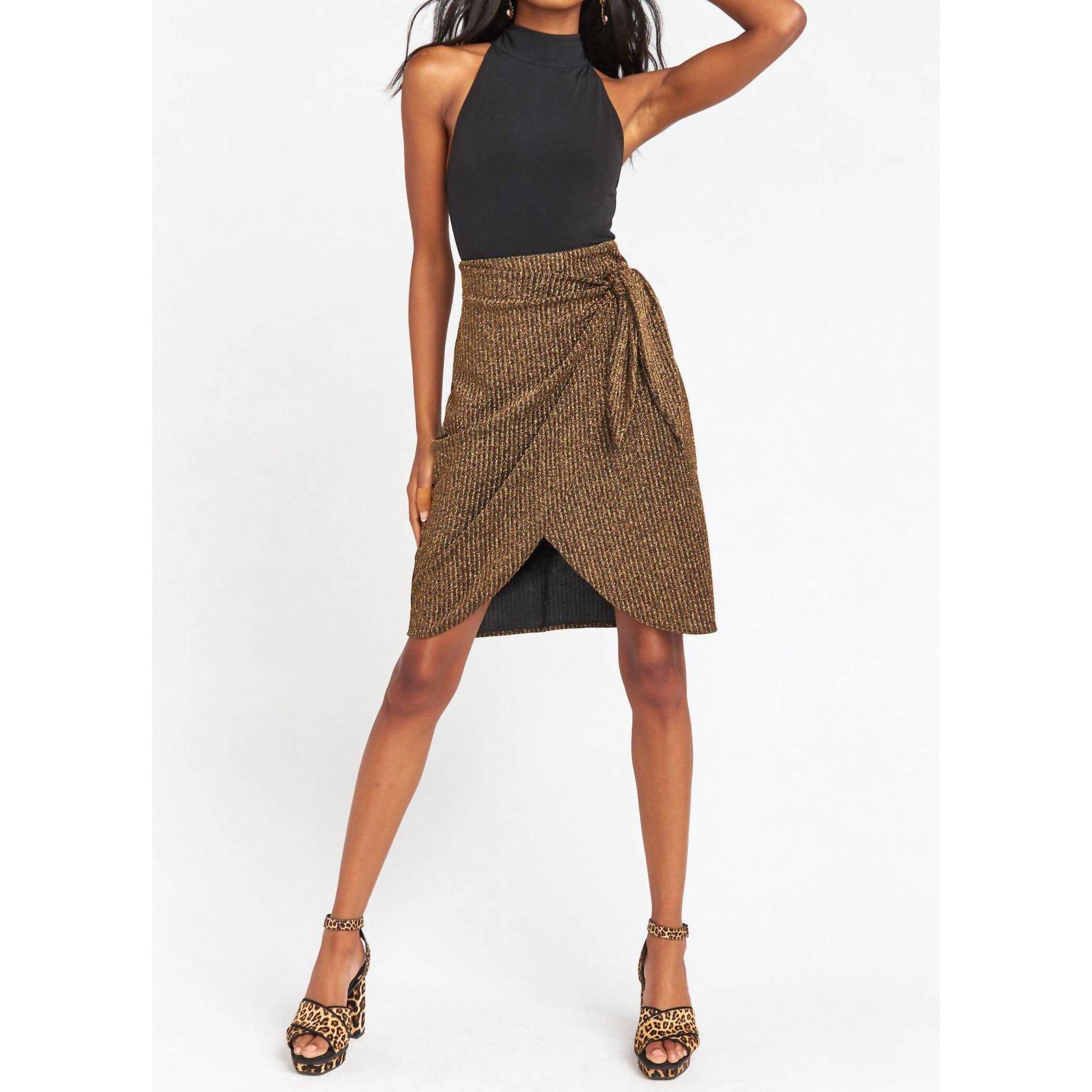 New Show Me Your Mumu Anjolie Wrap Skirt In Gold